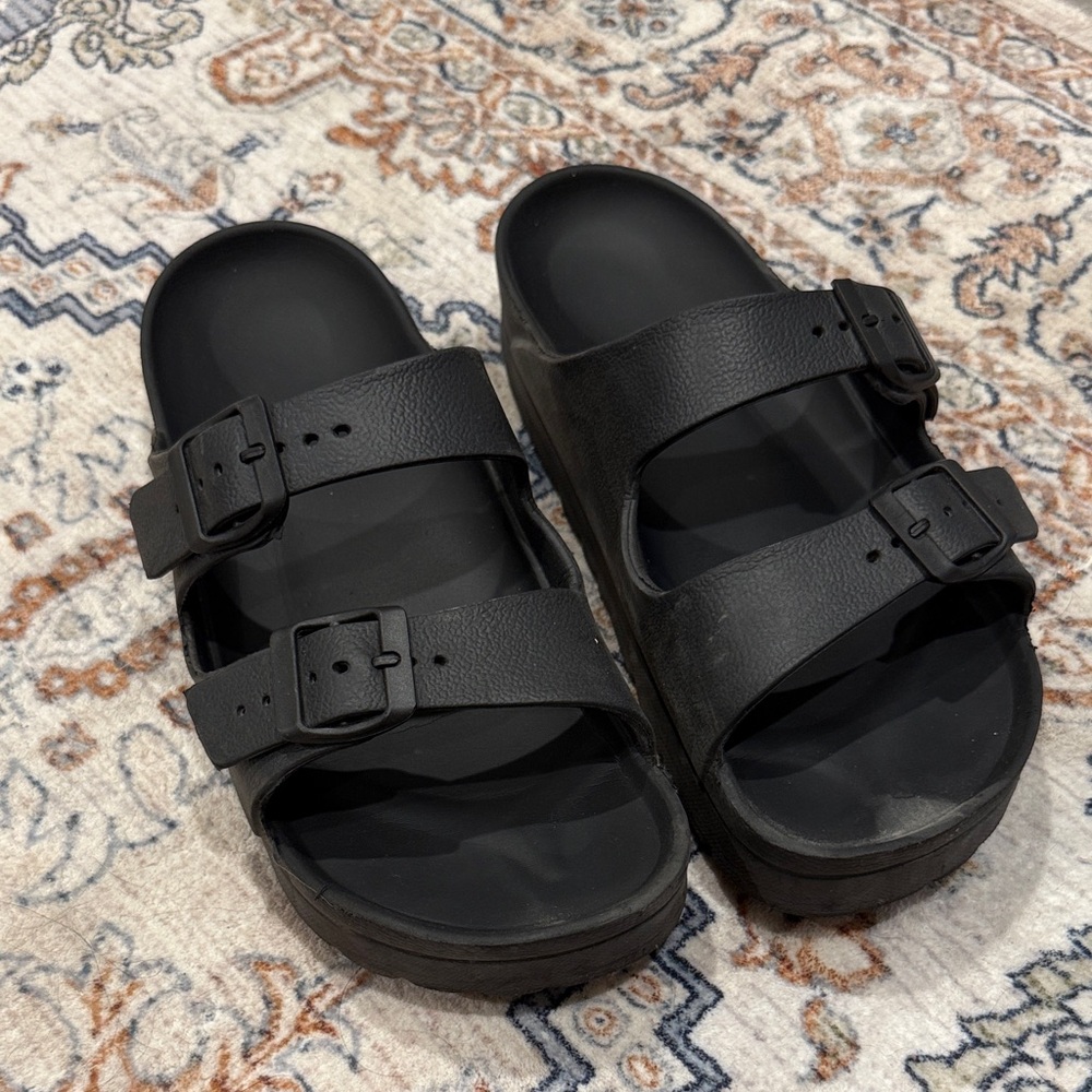 Black Double Strap Sandals
